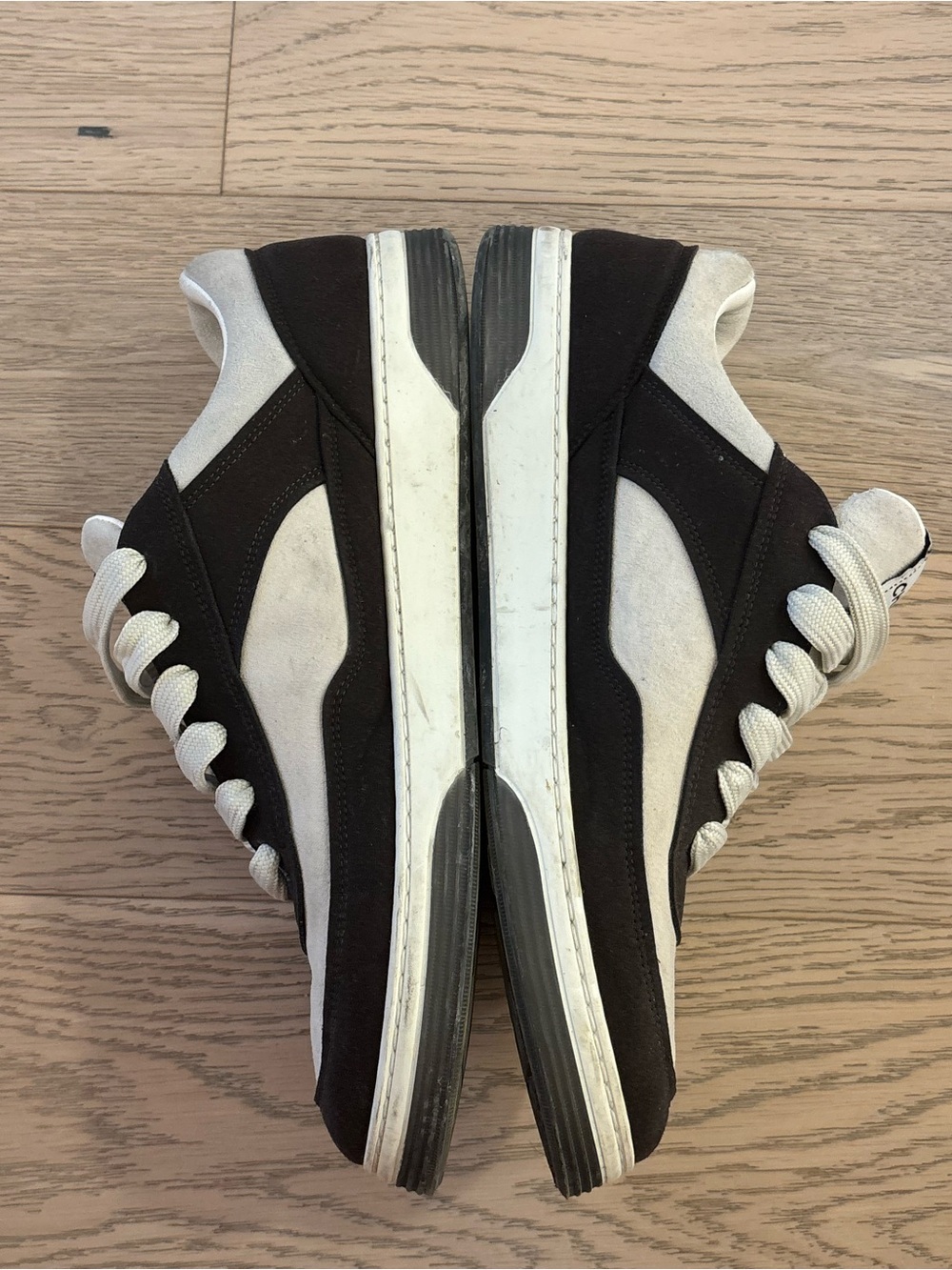 Men's Designer Black and Cream Casual Calfskin Sneakers - Picture 5 of 7